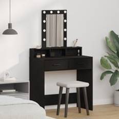 Black Dressing Tables Berkfield Home Black Oak with LED Lights 79 x 41 x 140 cm Dressing Table