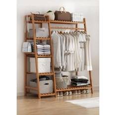 Bamboo Clothing Garment 7 Tier Storage Shelf Coat