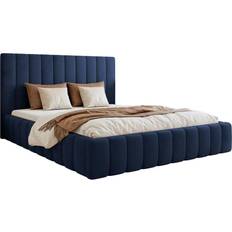 Betten & Matratzen Selsey Polsterbett 140x200 mit Bettkasten Velours marineblau Rahmenbett