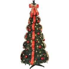 East 5Ft Pre Lit Green Decorated Pop Up Christmas Tree