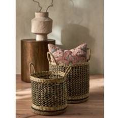 Boxes & Baskets French Connection Seagrass Storage Baskets Set of 2 Black/Natural Basket