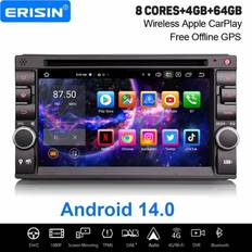Android car stereo Erisin 8 Core 4GB 64GB Android 14 Universal 2Din Car Stereo