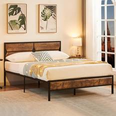 Williston Forge with Wood Headboard and Footboard 140 x 200 cm - Rustic Brown Frame Bed