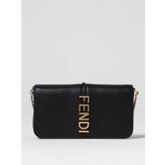 Fendi Roma Clutch Bag Chain Strap Wo - Black