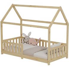 Säng 90 ecoMI Kinderbett Hausbett mit Rausfallschutz und Lattenrost 90 x 200