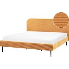 Beds & Mattresses Beliani Corduroy Jumbo Cord Wide Ridges Upholstered Super King Size 6ft Orange Flayat Frame Bed
