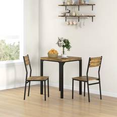 Brown Dining Sets Homcom 3 Pcs Compact Table 2 Chairs Rustic Brown Dining Set
