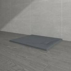 Anthracite SMC Rectangle Slate Effect Bathroom Shower Enclosure Tray 800 x 700mm