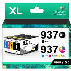 Colorfly Ink Cartridges Compatible for HP 937XL 937E 937 HP Officejet Pro 9110b 9120b 9130b 9720 9730 - 4 Pack