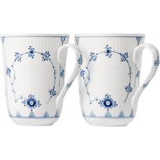 Royal Copenhagen Musselmalet Riflet 36 cl 2 stk Hvid Kop 2stk