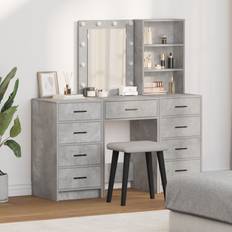 vidaXL 3-delat Sminkbordsset Med LED Sminkbord