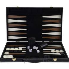 Engelhart Deluxe Wooden Backgammon Game in Leatherette Covered Case 18 in