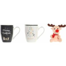 Dkd Home Decor Black And White Bone China Porcelain Set 360 ml Mug