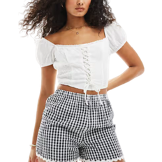 Checkered - Women Trousers & Shorts New Look Gingham Pull On Short - Black Pattern