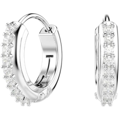 Swarovski Matrix Hoop Earrings - Silver/Transparent