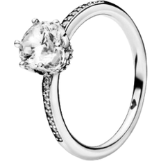 Pandora Clear Sparkling Crown Solitaire Ring - Silver/Transparent