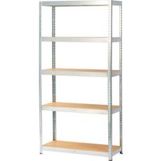 GoodHome Grey 5 Shelf HDF Steel Unit 1800mm 900mm Shelving System