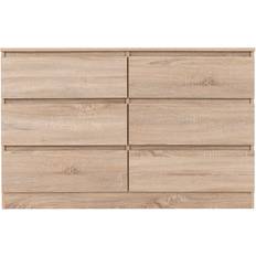 SECONIQUE Walker Oak Chest of Drawer 121.5x77cm