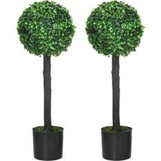 Homcom Boxwood Ball Pot Green Artificial Plant 2pcs