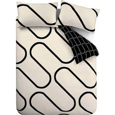 Catherine Lansfield Linear Curve Geometric Duvet Cover Beige, Black (200x135cm)