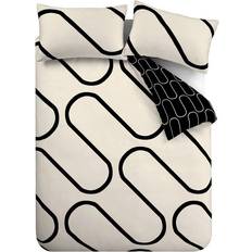 Catherine Lansfield Linear Curve Geometric Duvet Cover Beige, Black (200x200cm)