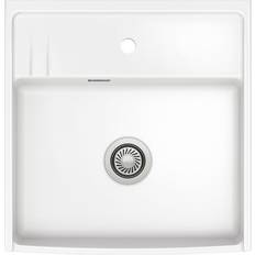 Lavabo Køkkenborde integreret vask Lavabo Kentro 60 Keramik Køkkenvask Hvid M/Krom Afløb