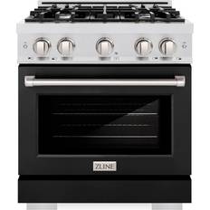 Ranges ZLINE Kitchen & Bath Select 30-in Standard 4 Burners Convection Oven Freestanding Dual Fuel Range Fingerprint Resistant Stainless Steel Black