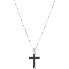 Emporio Armani Cross Necklace - Silver/Black