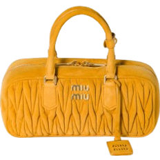 Miu Miu Arcadie Matelassé Suede Bag - Whiskey