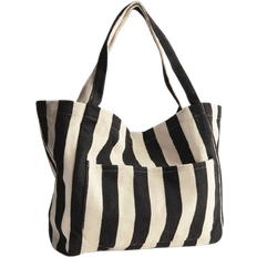 New Look Stripe Slouch Tote Bag - Black