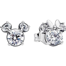 Minnie mouse pandora Pandora Disney Mickey Mouse & Minnie Mouse Sparkling Stud Earrings - Silver/Transparent