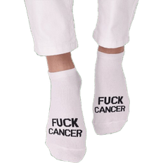 Fuck Cancer Ankle Socks - White