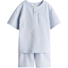 H&M Henley Top & Shorts - Light Blue/Striped (1234704002)