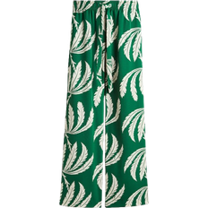 H&M Drawstring Twill Trousers - Green/Palm Trees