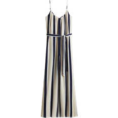 H&M Tie Belt Jumpsuit - Cream/Striped