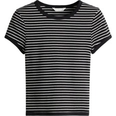 H&M Fitted T-shirt - Black/Striped