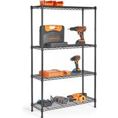 VonHaus 4 Tier Black Shelving System 80x130cm