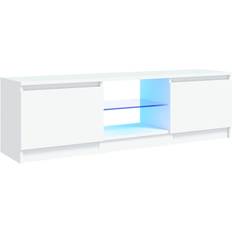 White Benches vidaXL TV Cabinet with LED Lights White TV Bench 120x35.5cm
