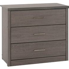SECONIQUE Lisbon Black Wood Grain Chest of Drawer 80.5x72cm