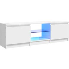 Glas - Vita Bänkar vidaXL LED Lights High Gloss White TV-bänk 120x35.5cm