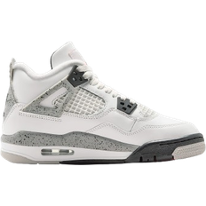 Laced Trainers Nike 4 Retro Shoes - White/Fire Red/Tech Grey