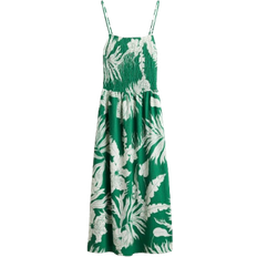 H&M Klänningar H&M Smocked Dress with Narrow Straps - Green/White Floral