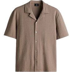 Brown - Women Shirts H&M Regular Fit Jersey Resort Shirt - Dark Beige