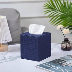 Tissue Box Covers Brayden Studio Square PU Fabric Tissue Box Cover Navy 5.5cm H X 5cm W X 5cm D