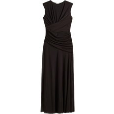 H&M Draped Mesh Dress - Dark Brown