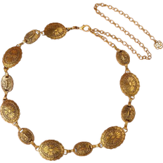 Body Chains Shein 1pc Ladies' Bohemian & Western Style Carved Flower & Geometric Pattern Vintage Waist Chain, Casual And Fashionable, Gold Color Boho