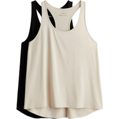 H&M Sports Vest Tops With DryMove 2-pack - Light Beige/Black