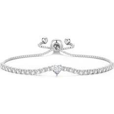 Philip Jones I Couldn't Say I Do Without You Heart Solitaire Bracelet - Silver/Transparent