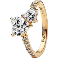Ring gold Pandora Double Heart Sparkling Ring - Gold/Transparent