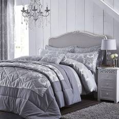 Catherine Lansfield Damask Jacquard Quilted Bedspread Silver, Grey (260x240cm)